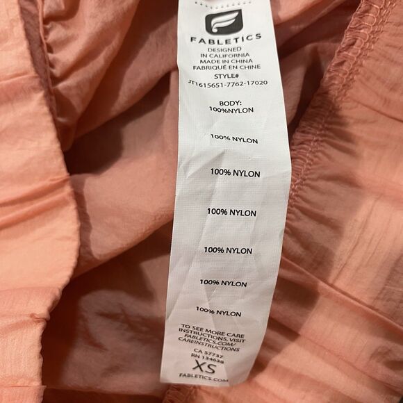 FABLETICS Flyweight Nylon Hooded Jacket Adjustable Bungee Wind Womens XS Peach - Picture 4 of 12